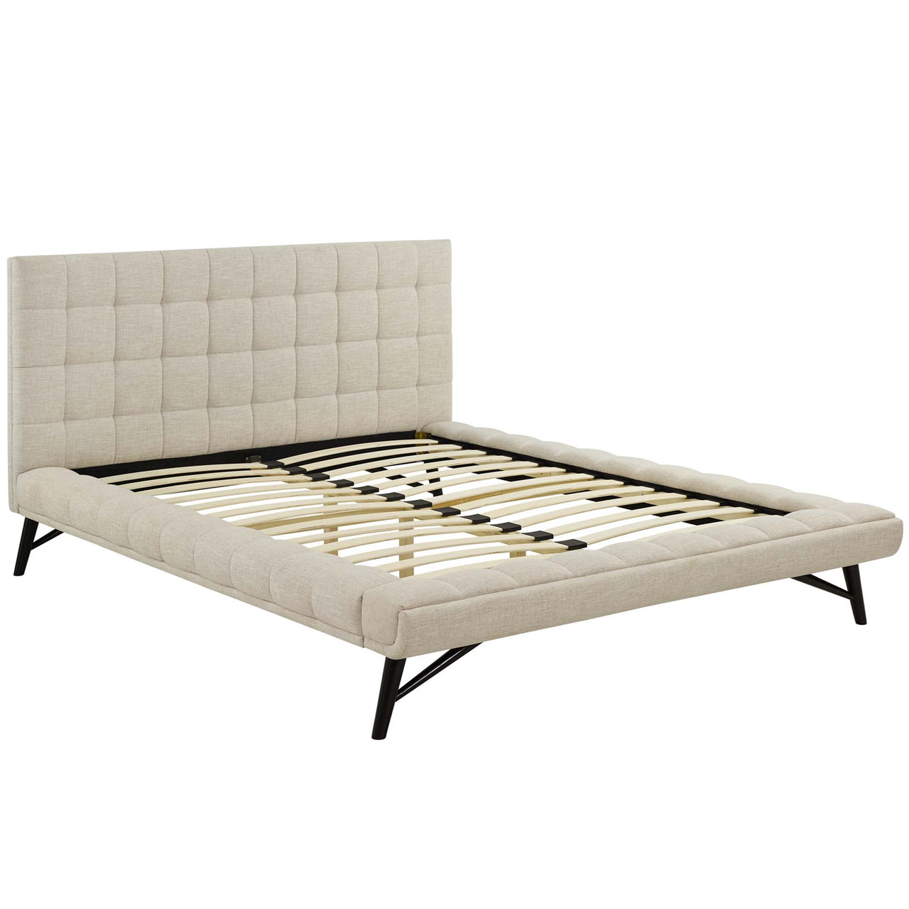 Ridge Fabric Queen Platform Bed, Beige
