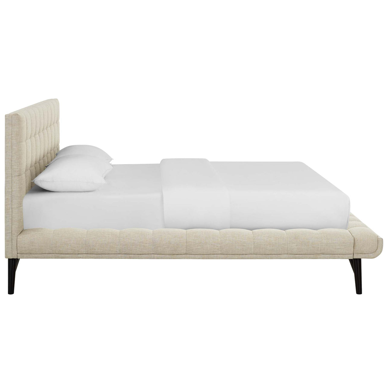 Ridge Fabric Queen Platform Bed, Beige