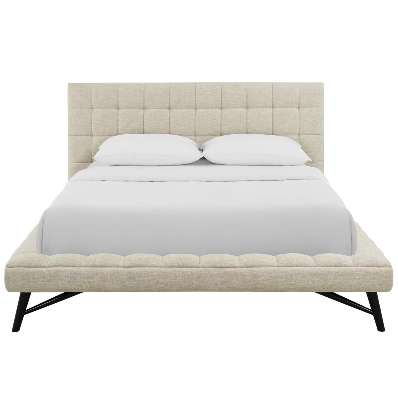 Ridge Fabric Queen Platform Bed, Beige