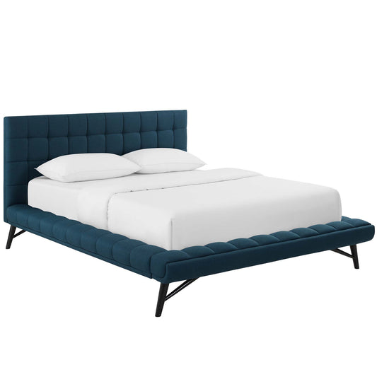 Ridge Fabric Queen Platform Bed, Blue