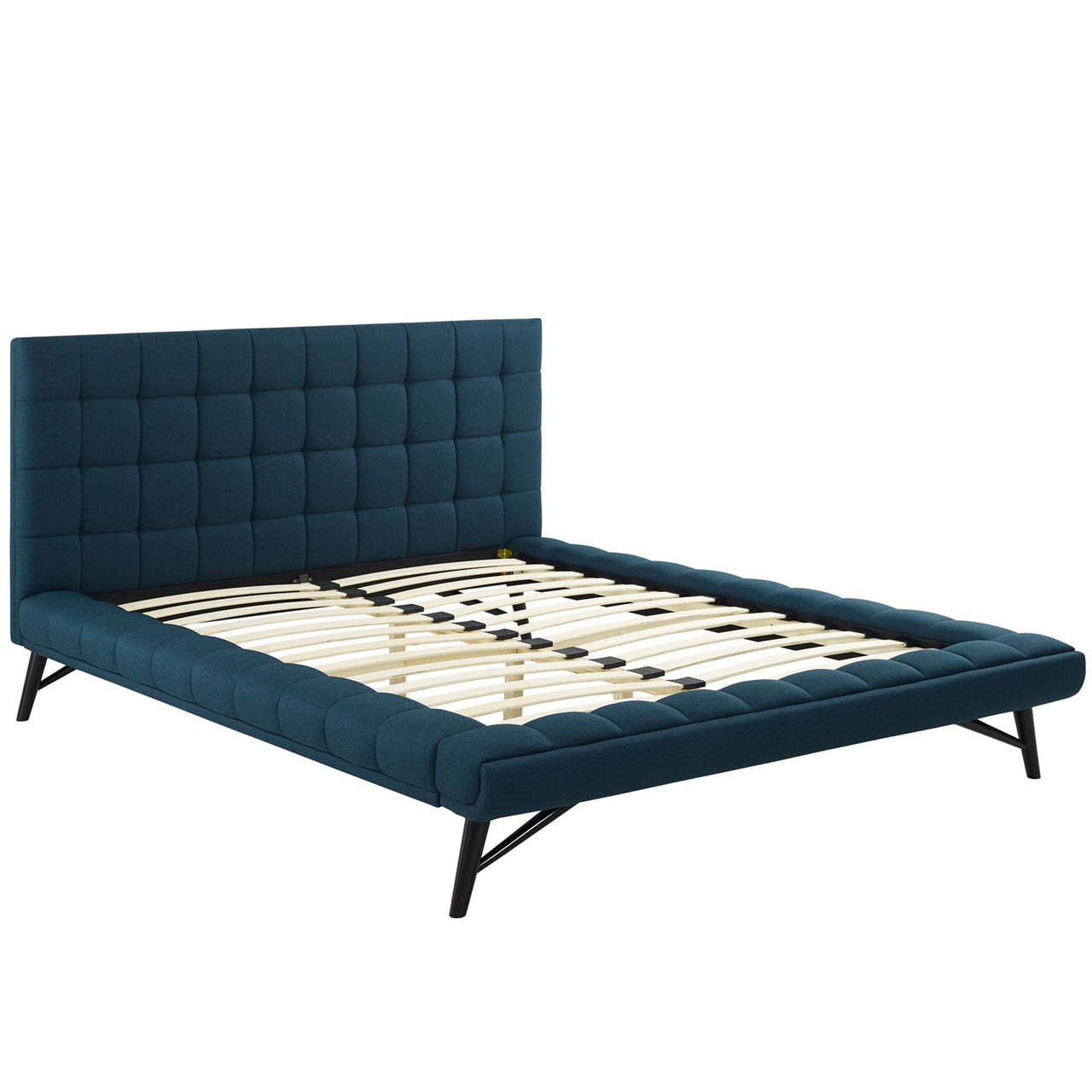 Ridge Fabric Queen Platform Bed, Blue