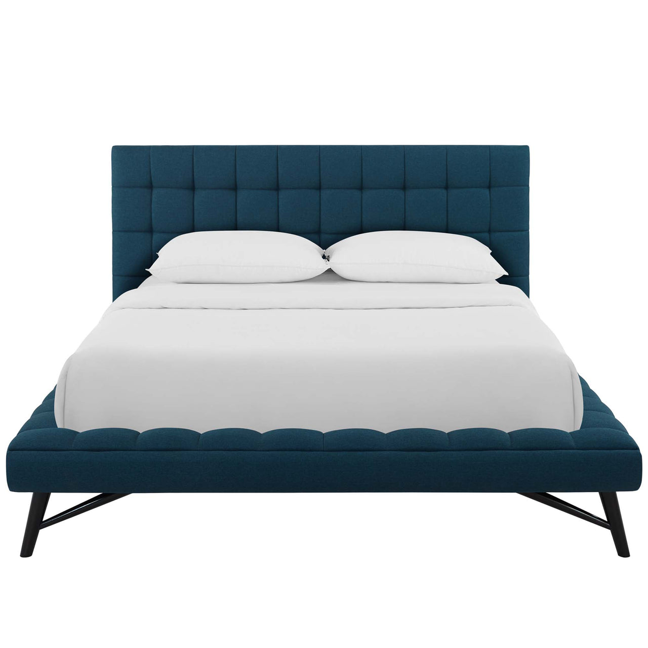 Ridge Fabric Queen Platform Bed, Blue