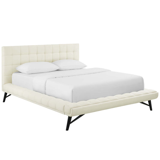 Ridge Fabric Queen Platform Bed, Ivory