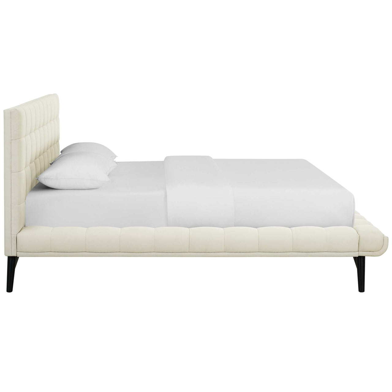 Ridge Fabric Queen Platform Bed, Ivory