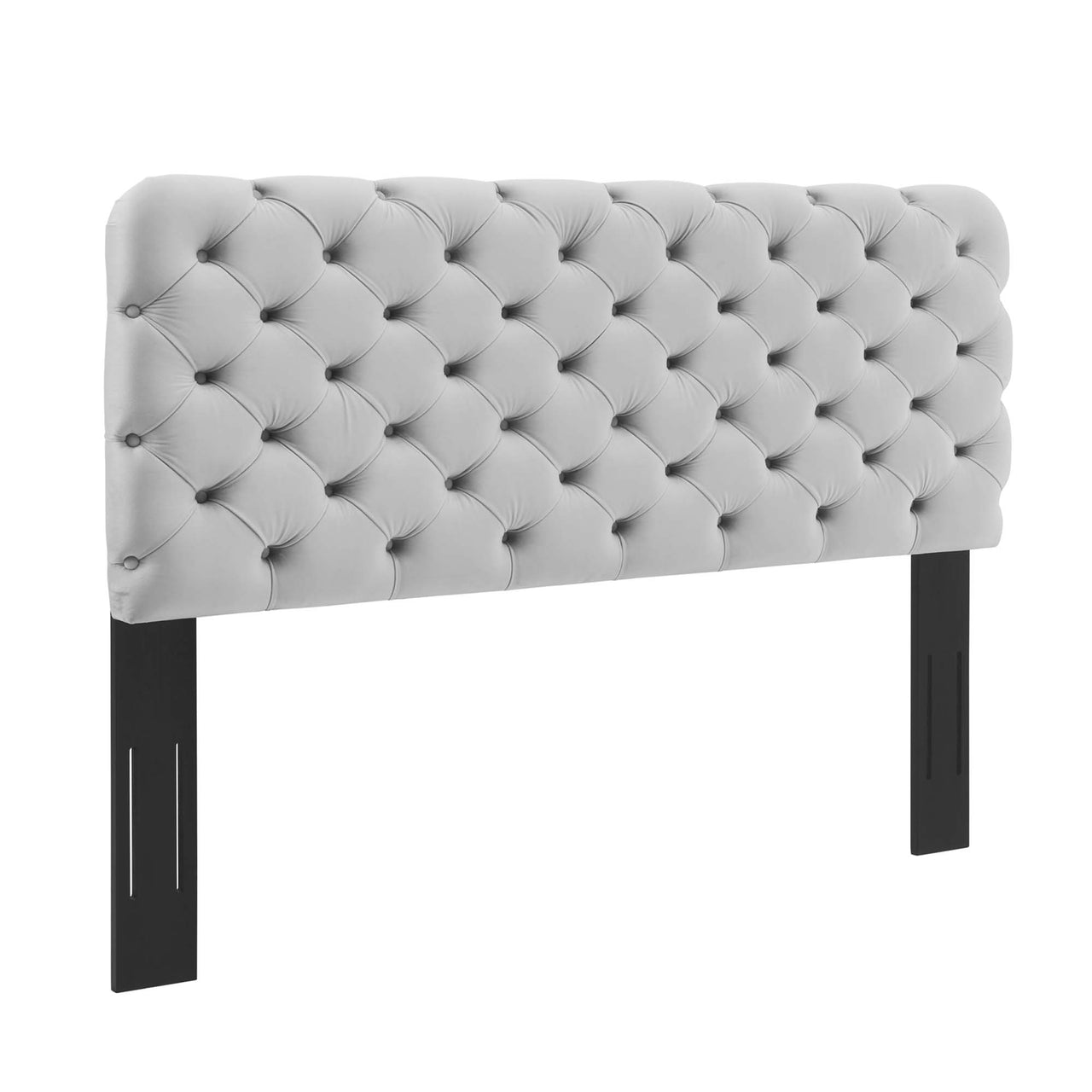 Permea Upholstered Velvet Full | QueenHeadboard, Light Gray