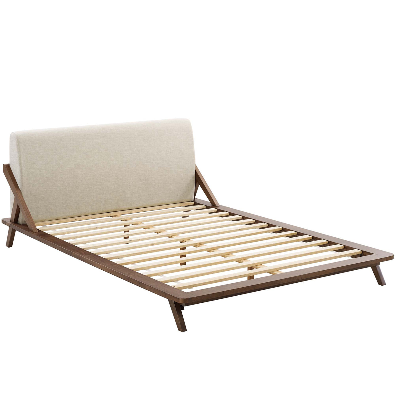 Luvena Queen Platform Bed, Walnut & Beige