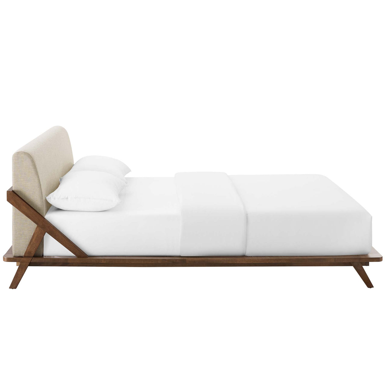 Luvena Queen Platform Bed, Walnut & Beige