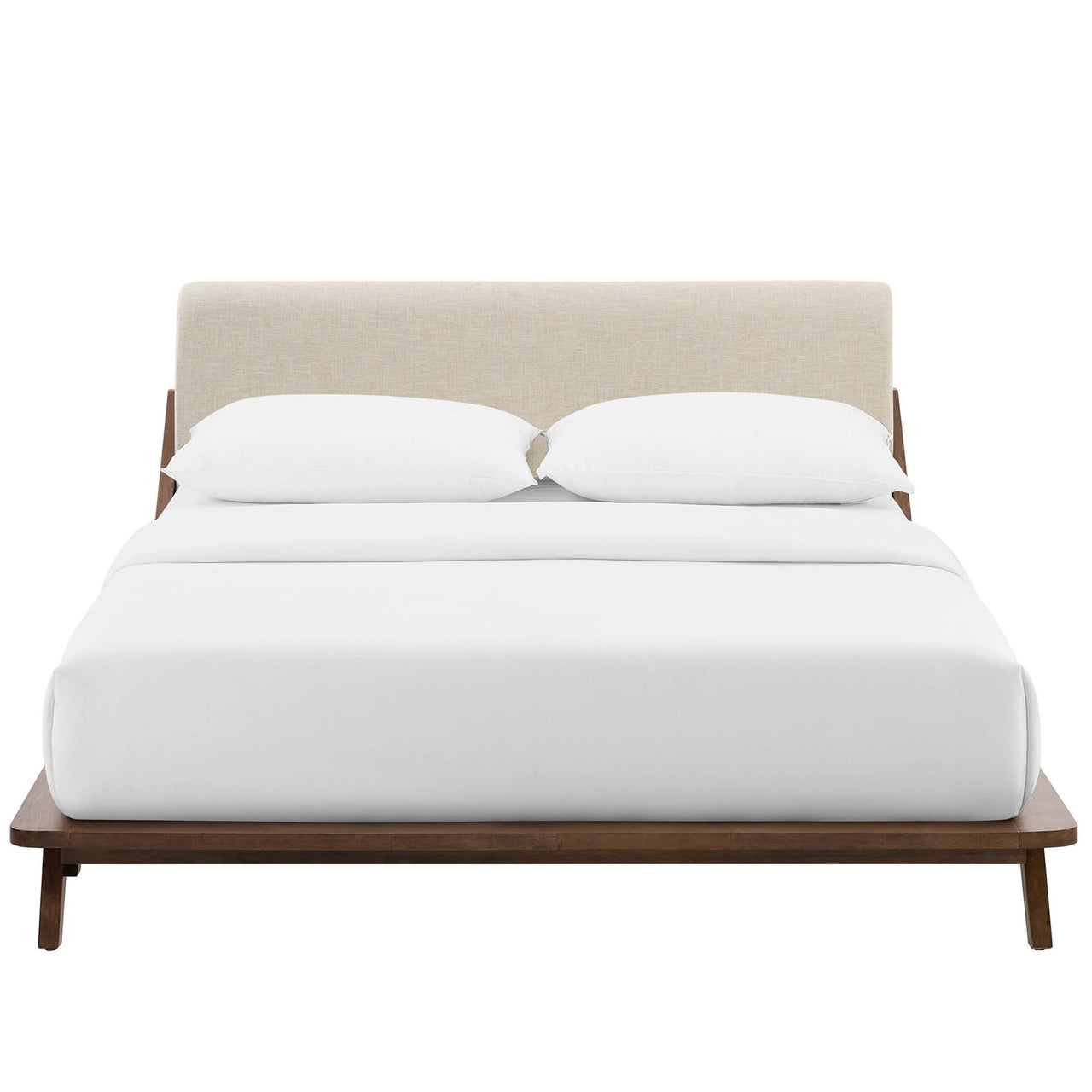 Luvena Queen Platform Bed, Walnut & Beige
