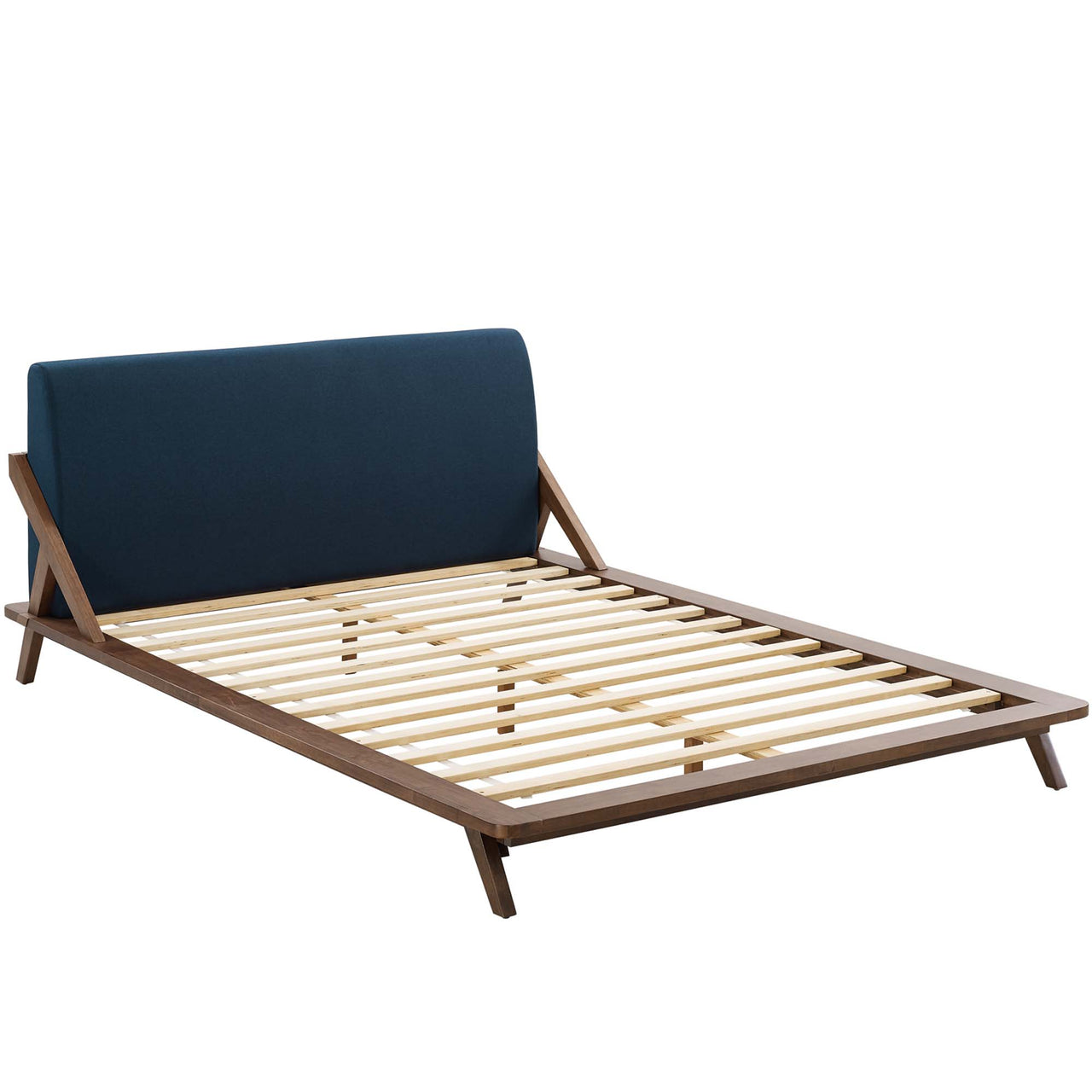 Luvena Queen Platform Bed, Walnut & Blue