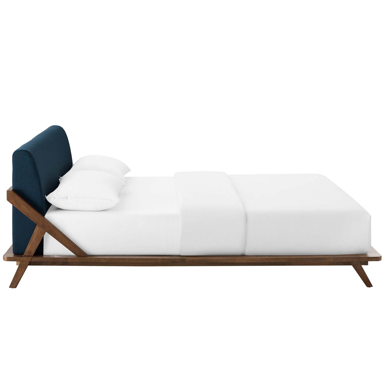 Luvena Queen Platform Bed, Walnut & Blue