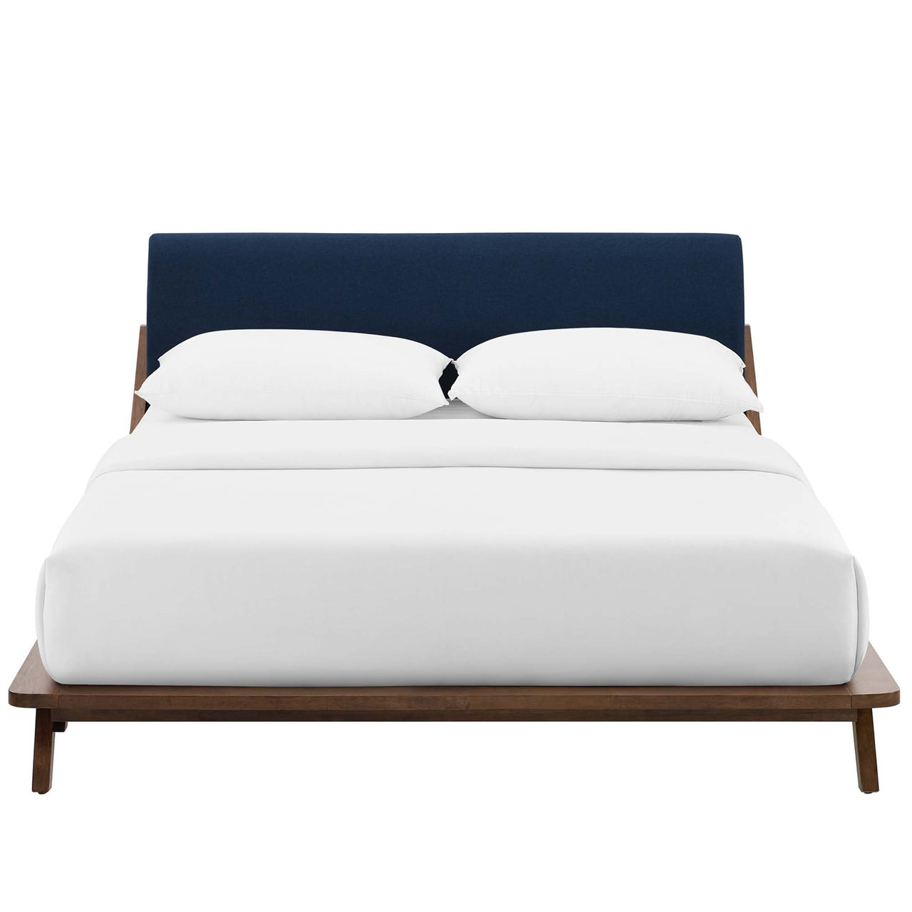 Luvena Queen Platform Bed, Walnut & Blue
