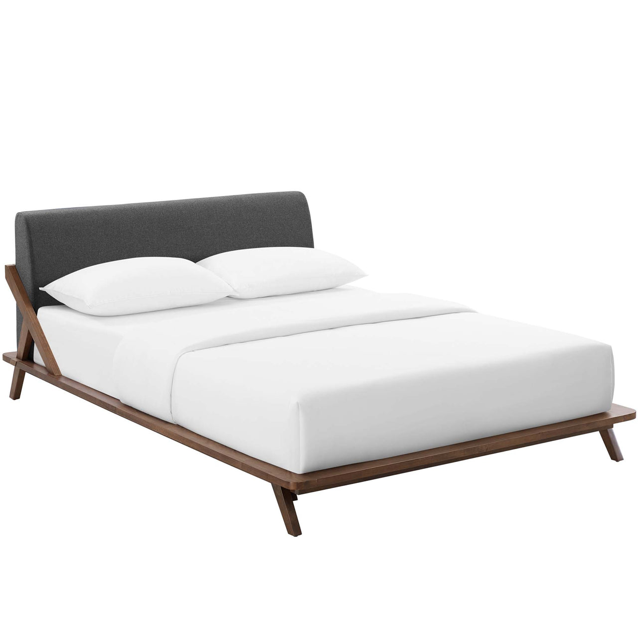 Luvena Queen Platform Bed, Walnut & Gray