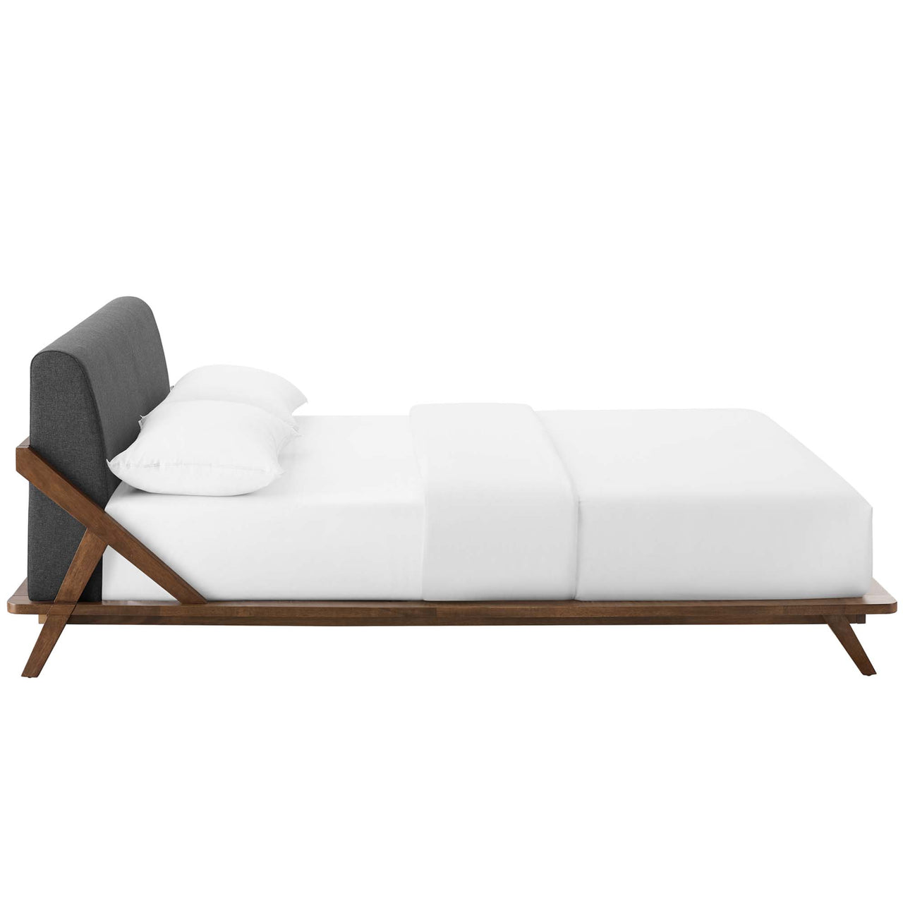 Luvena Queen Platform Bed, Walnut & Gray