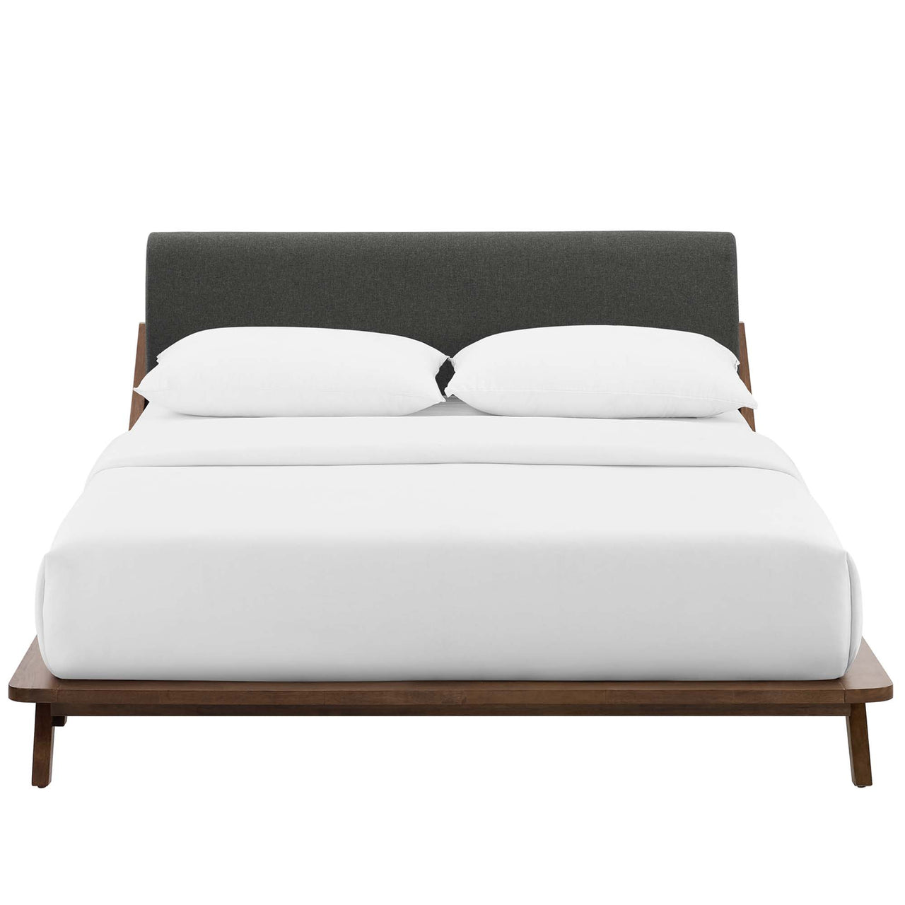 Luvena Queen Platform Bed, Walnut & Gray