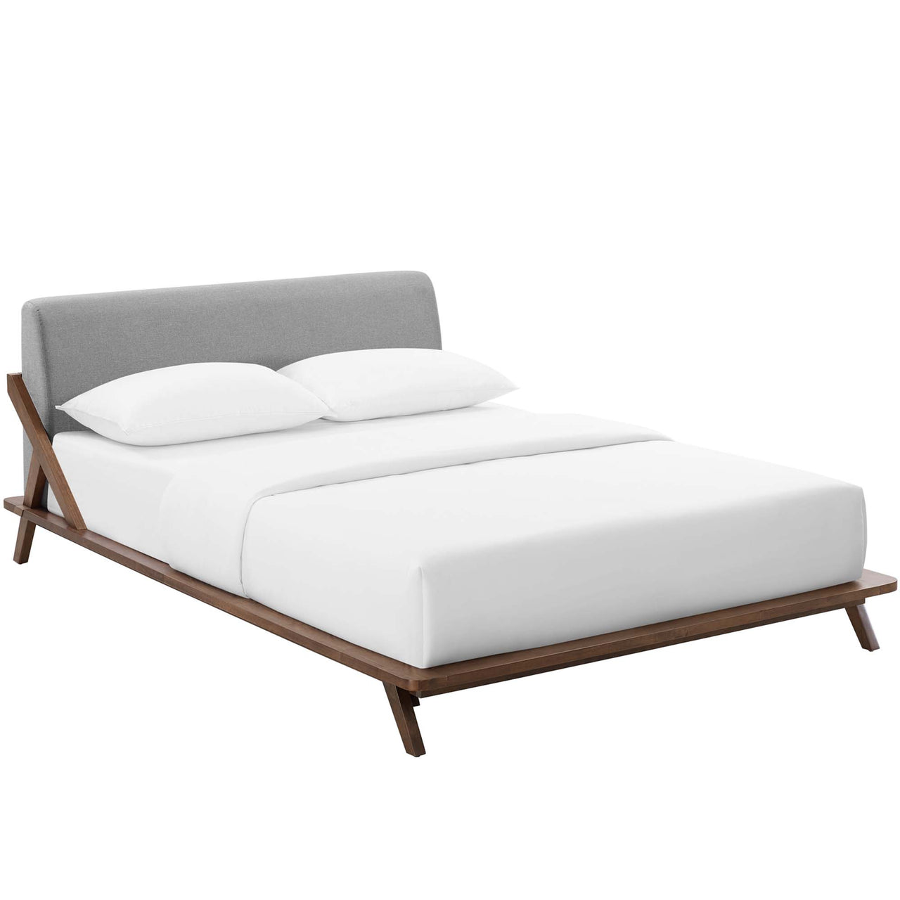 Luvena Queen Platform Bed, Walnut & Light Gray