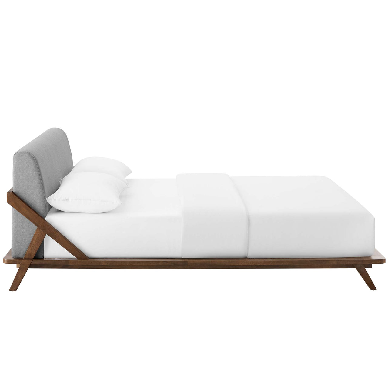 Luvena Queen Platform Bed, Walnut & Light Gray