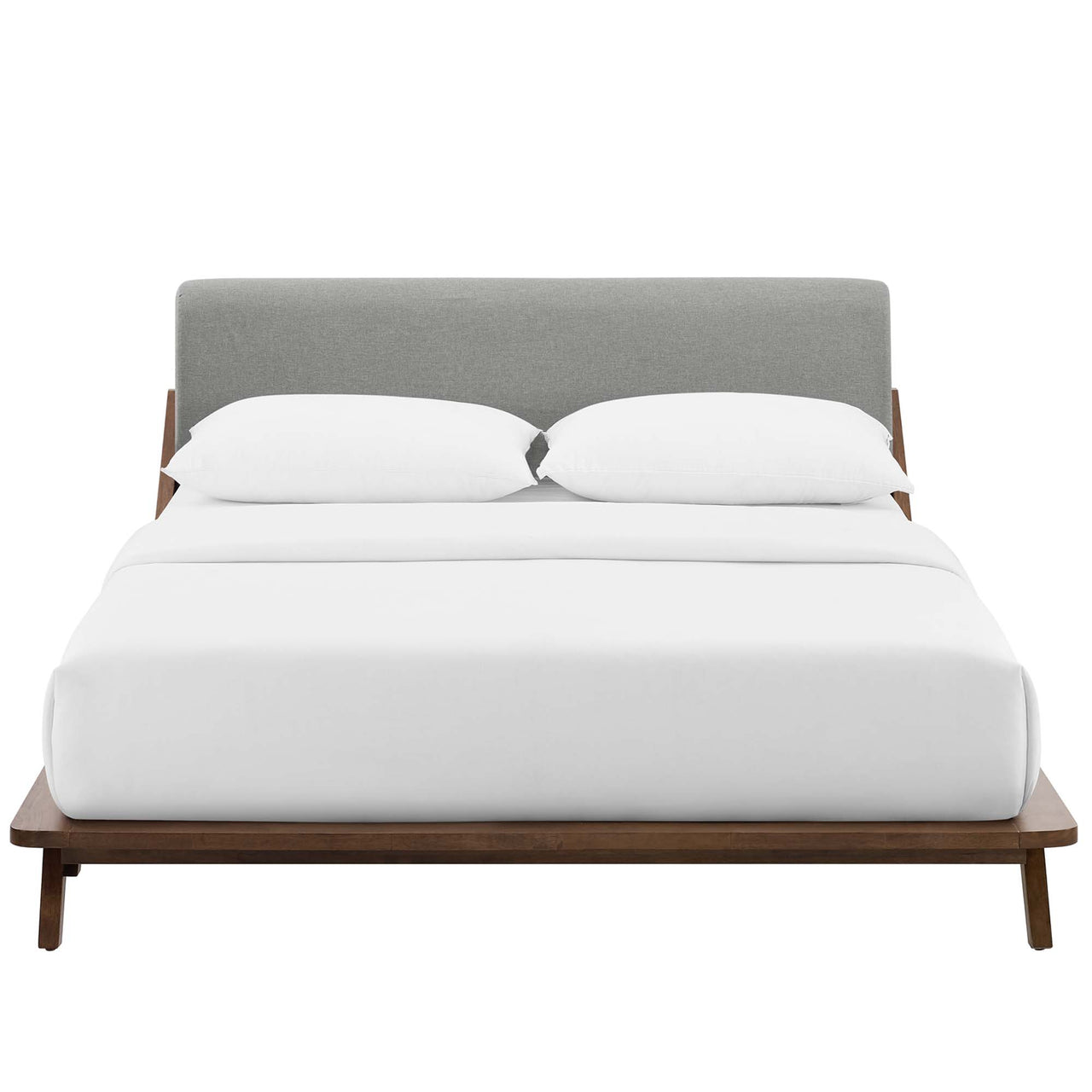 Luvena Queen Platform Bed, Walnut & Light Gray