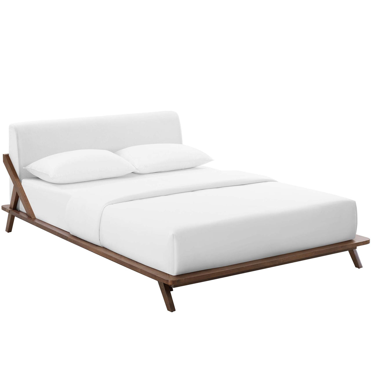 Luvena Queen Platform Bed, Walnut & White