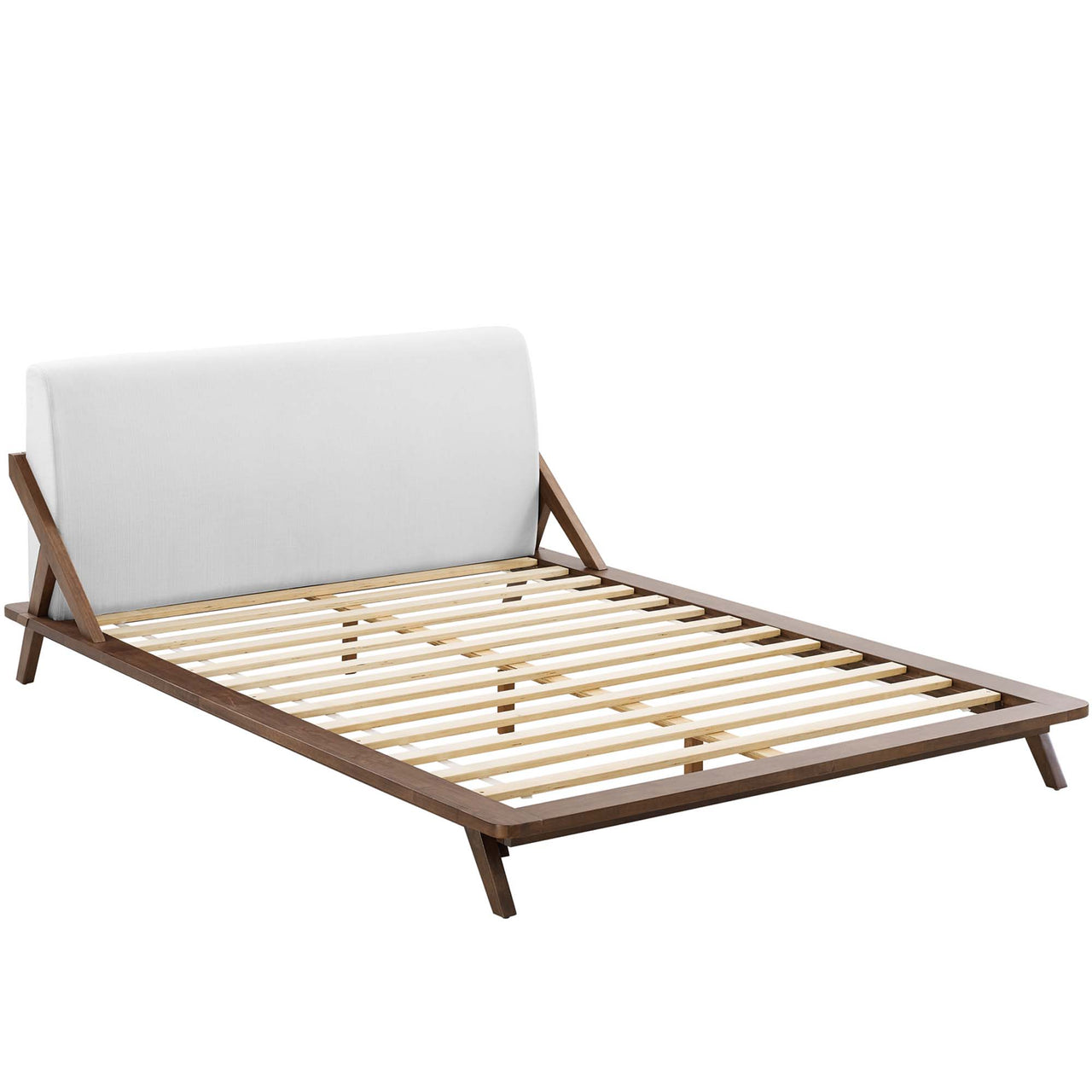Luvena Queen Platform Bed, Walnut & White