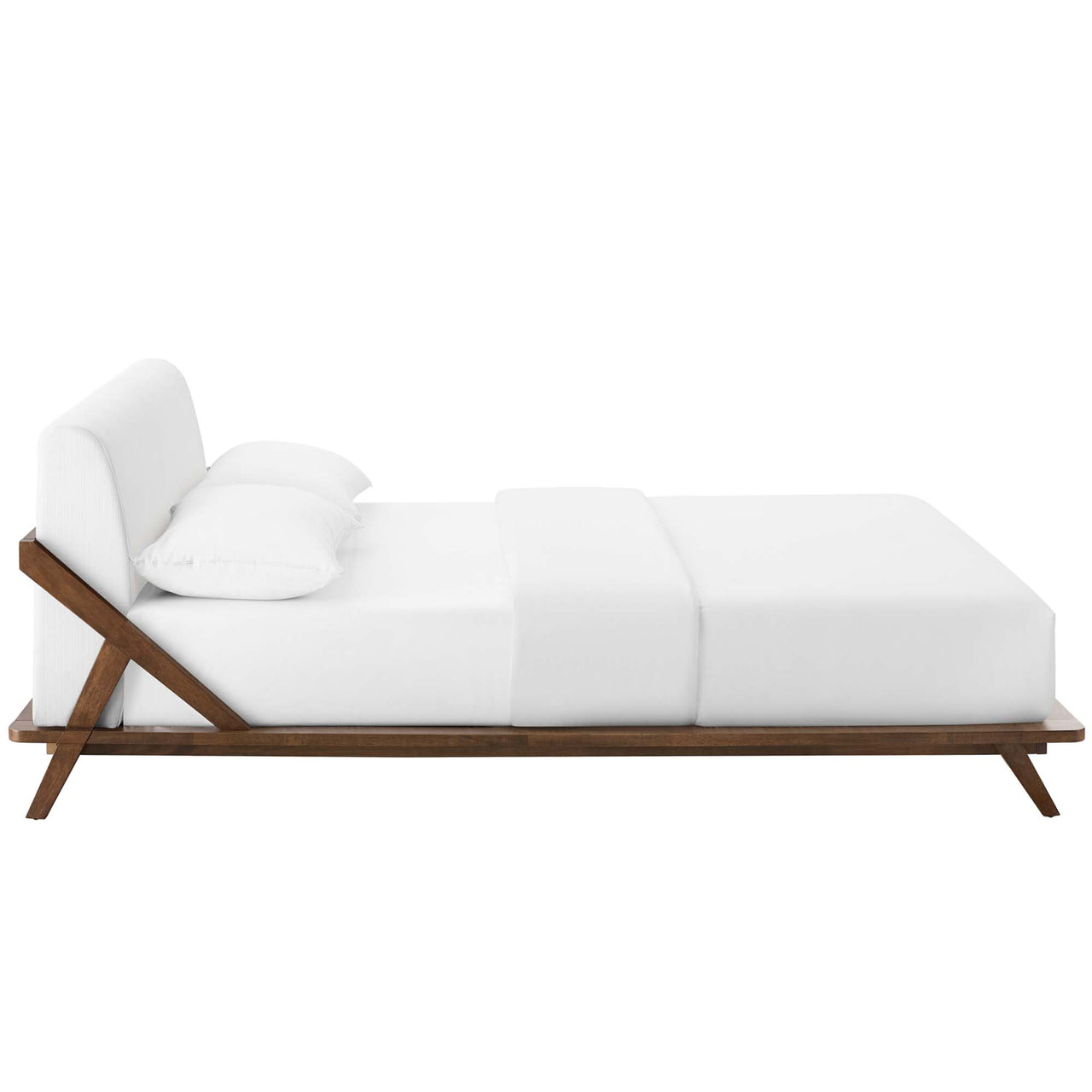 Luvena Queen Platform Bed, Walnut & White