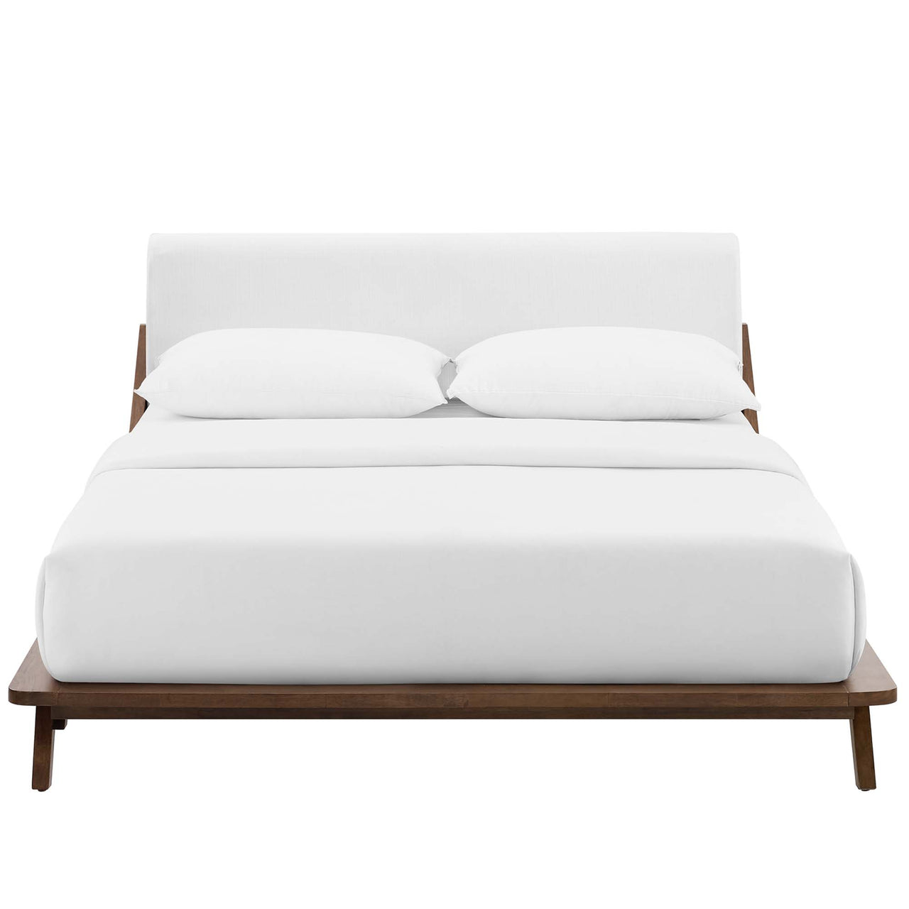 Luvena Queen Platform Bed, Walnut & White