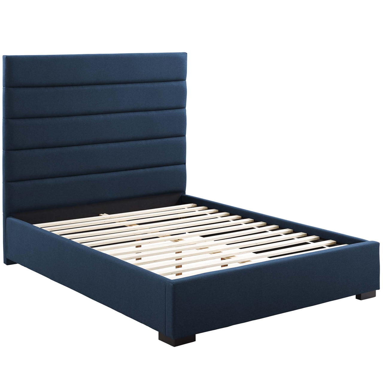 Noranti Fabric Queen Platform Bed, Dark Blue