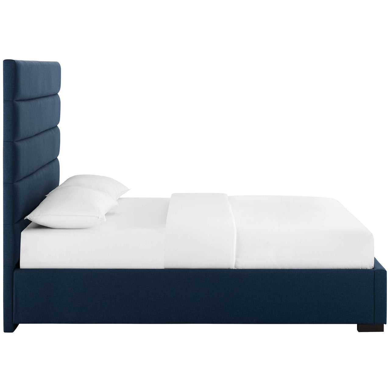Noranti Fabric Queen Platform Bed, Dark Blue