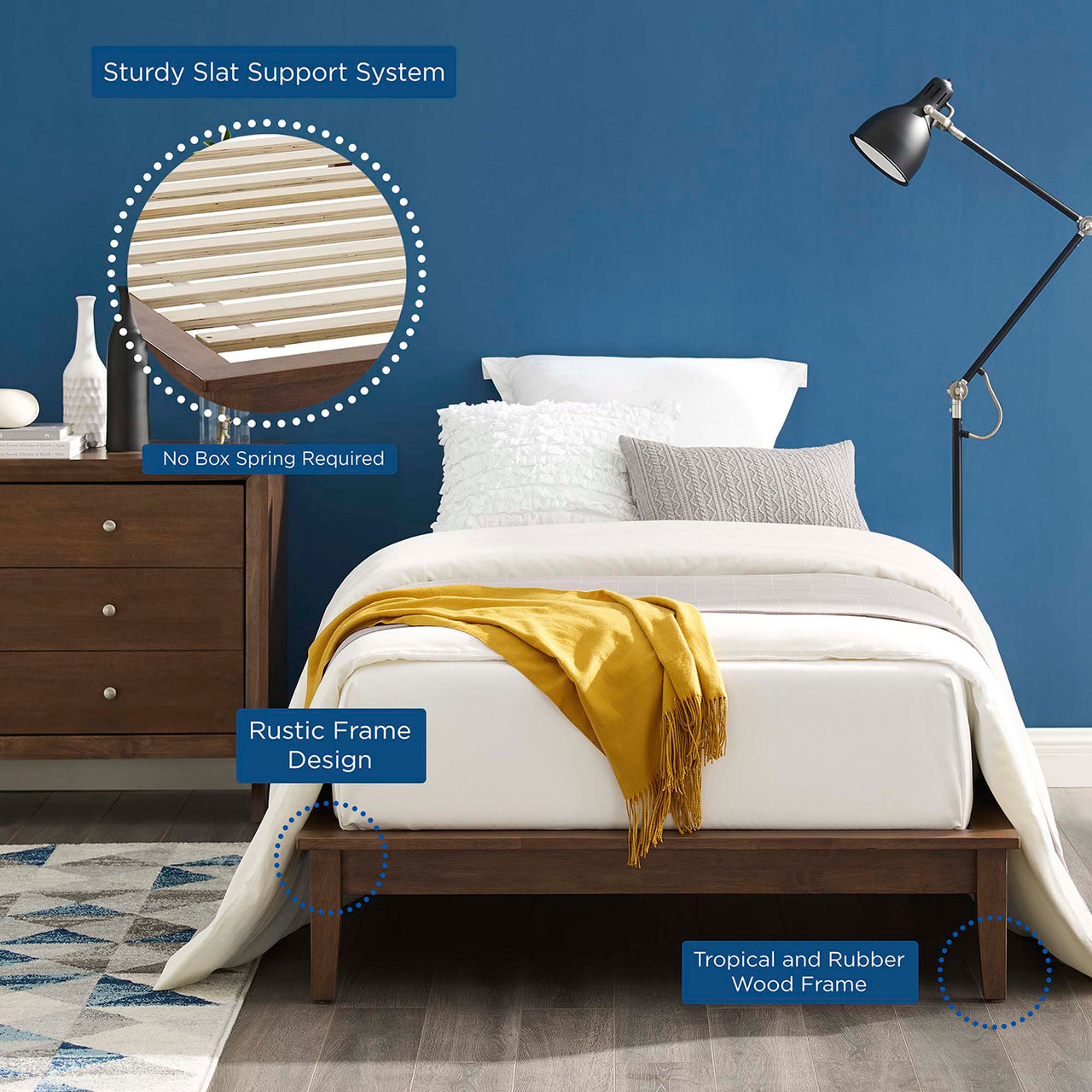 Woodcroft Twin Platform Bed Frame, Espresso