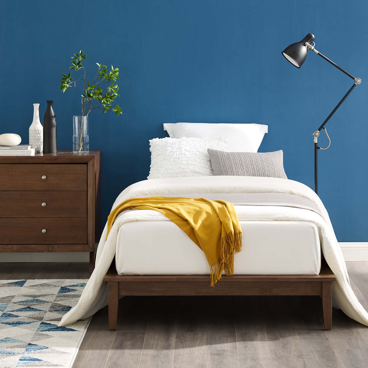 Woodcroft Twin Platform Bed Frame, Walnut