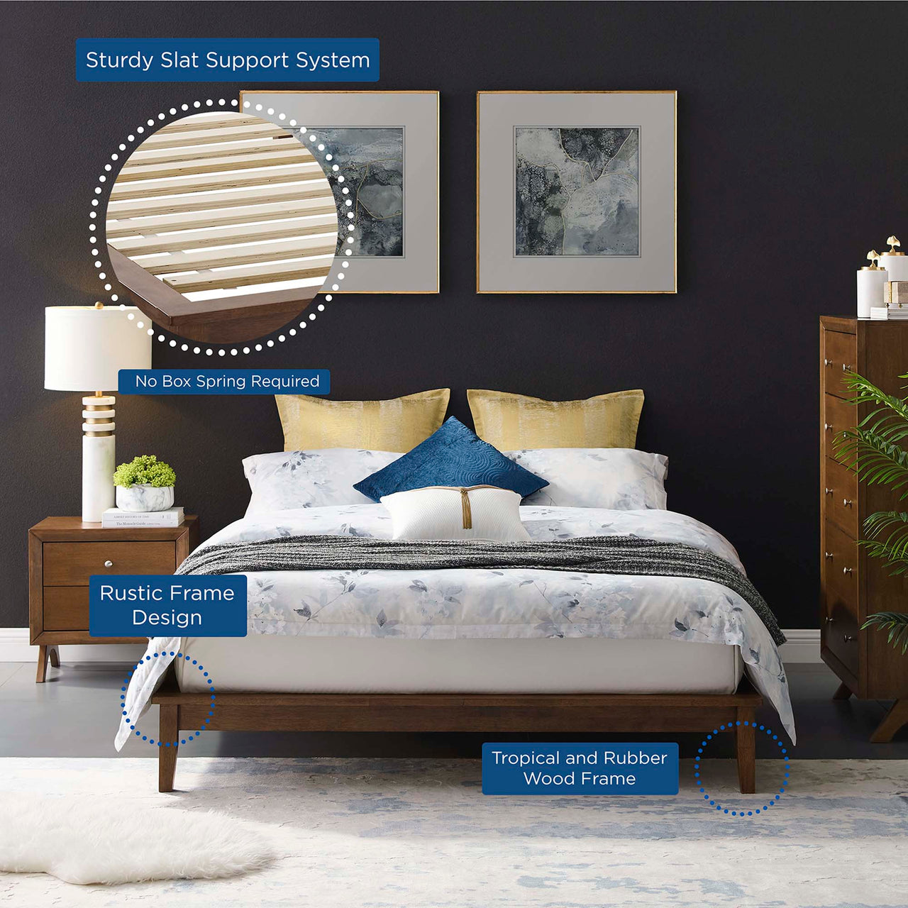 Woodcroft Full Platform Bed Frame, Espresso