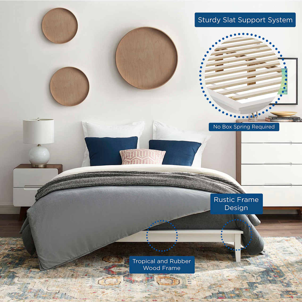 Woodcroft Full Platform Bed Frame, White