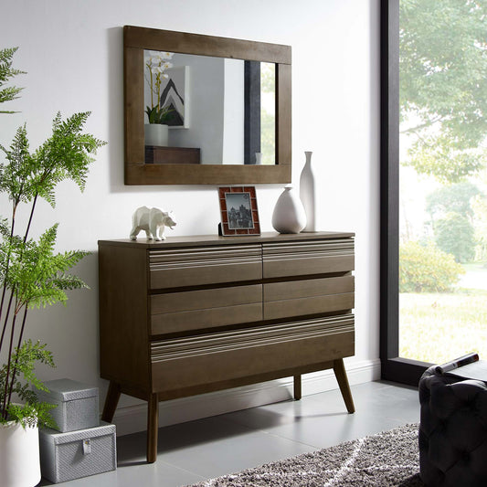 Quineth Wood Frame Mirror, Walnut