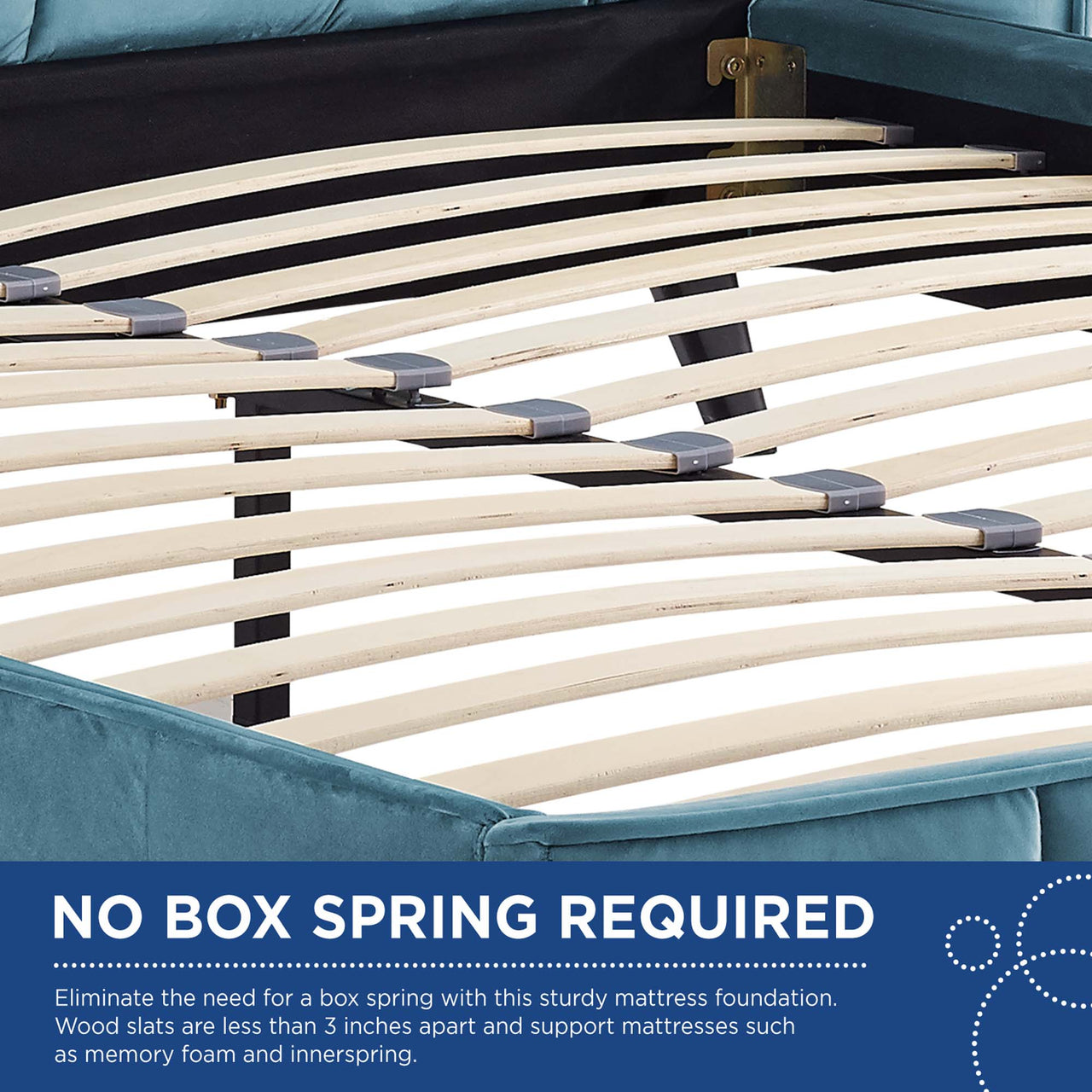 Calyra Velvet Queen Platform Bed, Caspian Blue