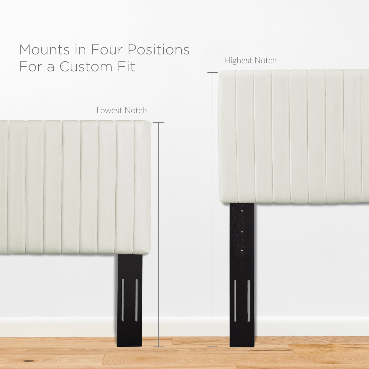 Velira Upholstered Velvet Full | Queen Headboard, Ivory