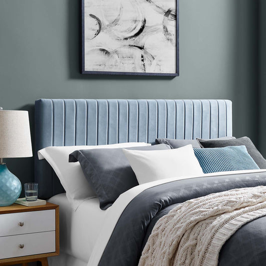 Velira Upholstered Velvet Full | Queen Headboard, Light Blue