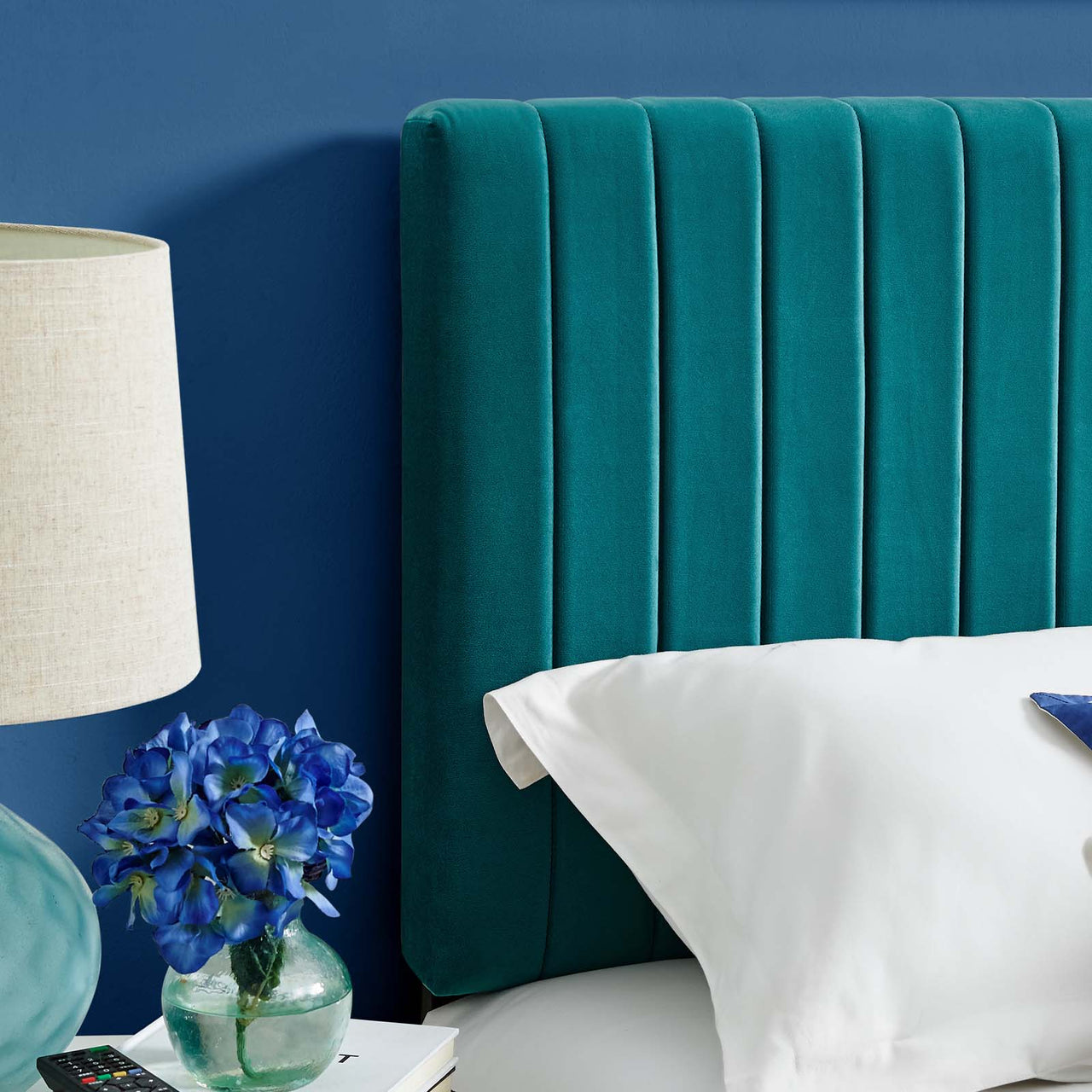 Velira Upholstered Velvet Full | Queen Headboard, Teal