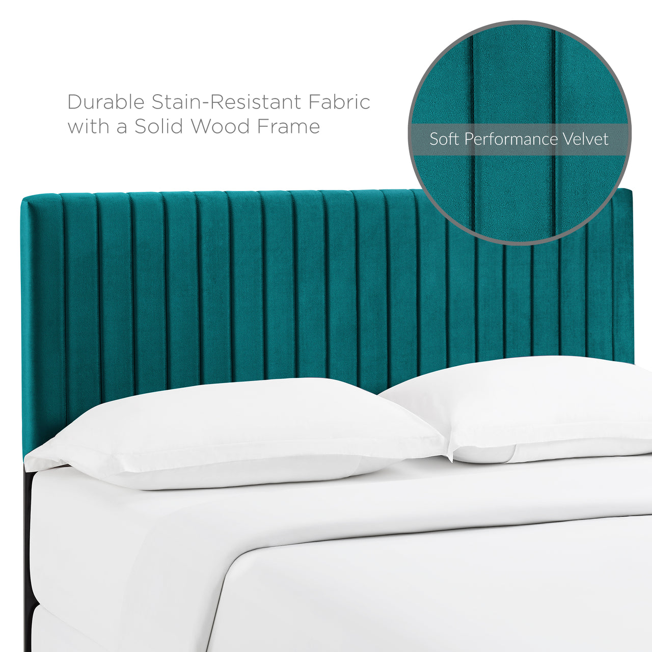 Velira Upholstered Velvet Full | Queen Headboard, Teal