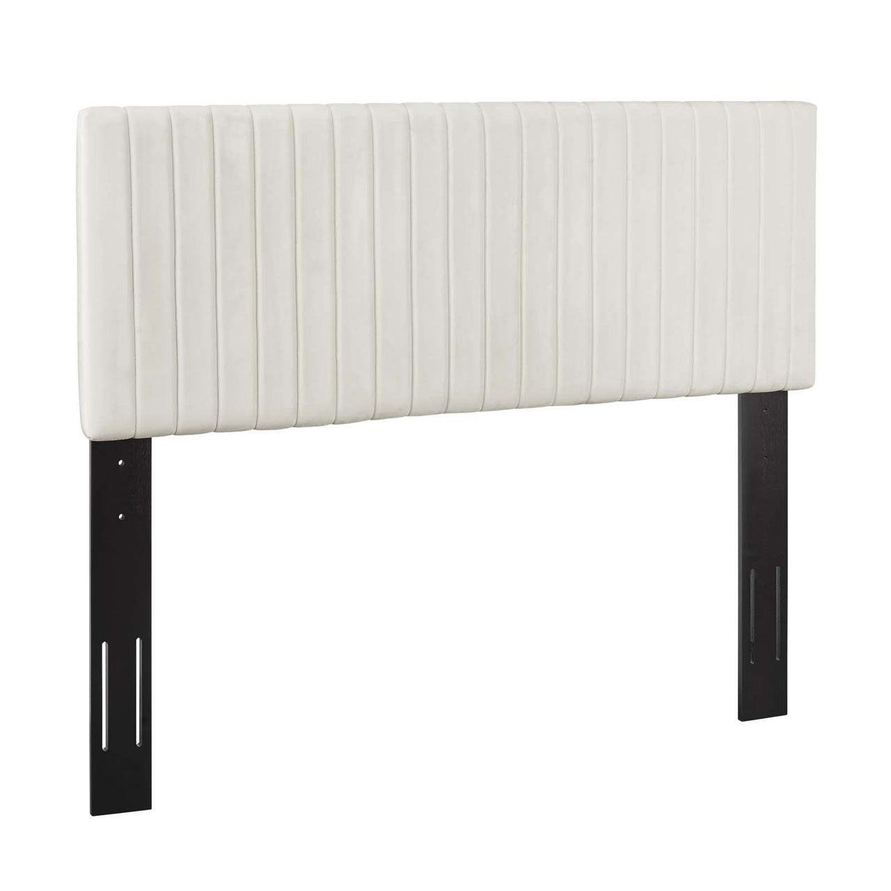 Velira Upholstered Velvet King | California King Headboard, Ivory