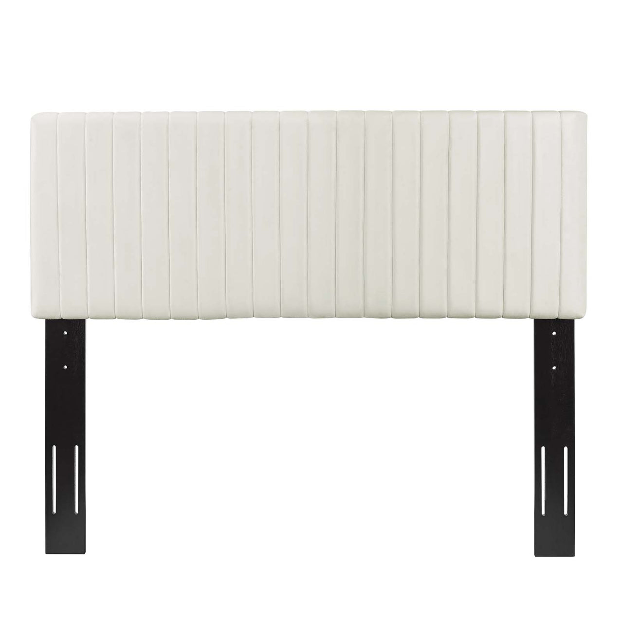 Velira Upholstered Velvet King | California King Headboard, Ivory