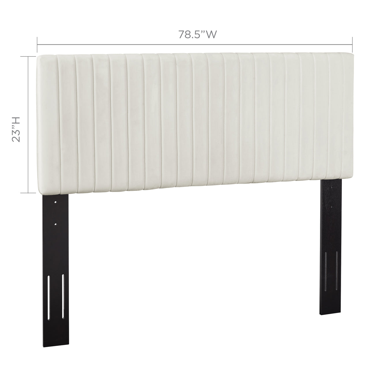 Velira Upholstered Velvet King | California King Headboard, Ivory