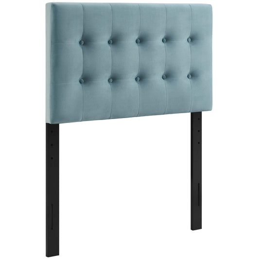 Emelle Velvet Twin Headboard, Light Blue