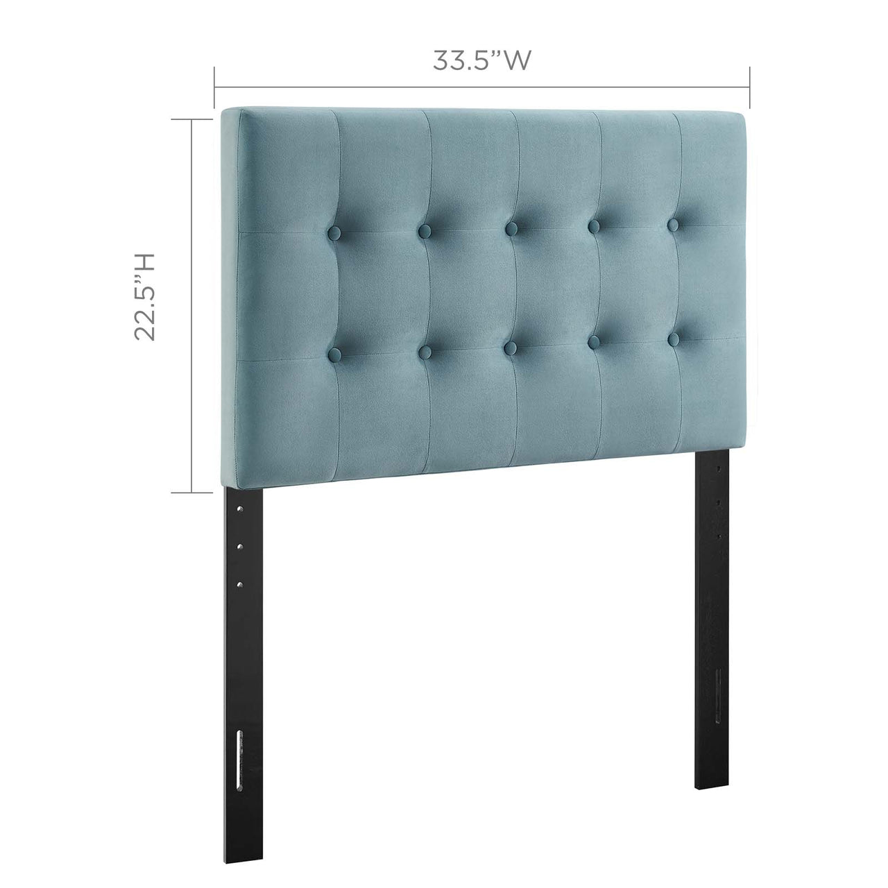 Emelle Velvet Twin Headboard, Light Blue