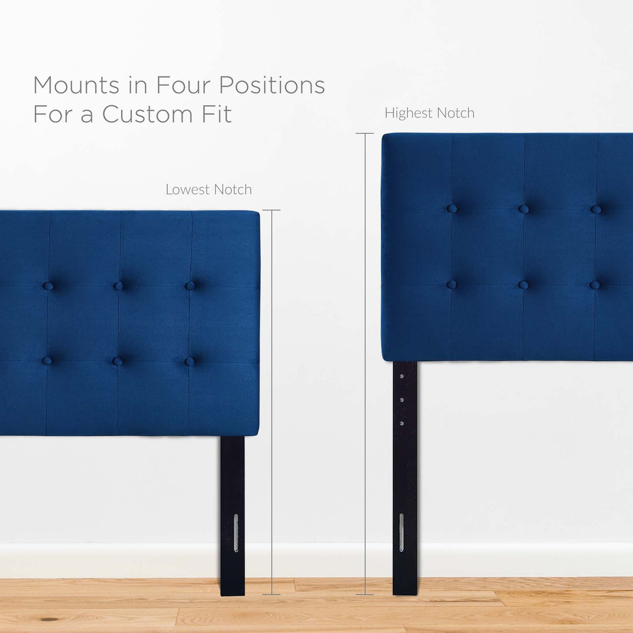 Emelle Velvet Twin Headboard, Navy