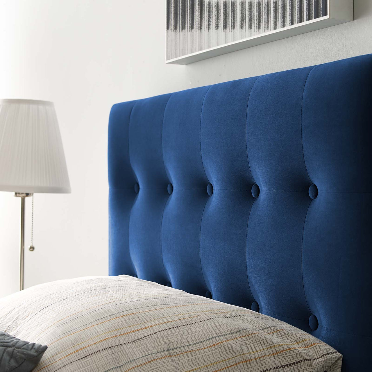 Emelle Velvet Twin Headboard, Navy
