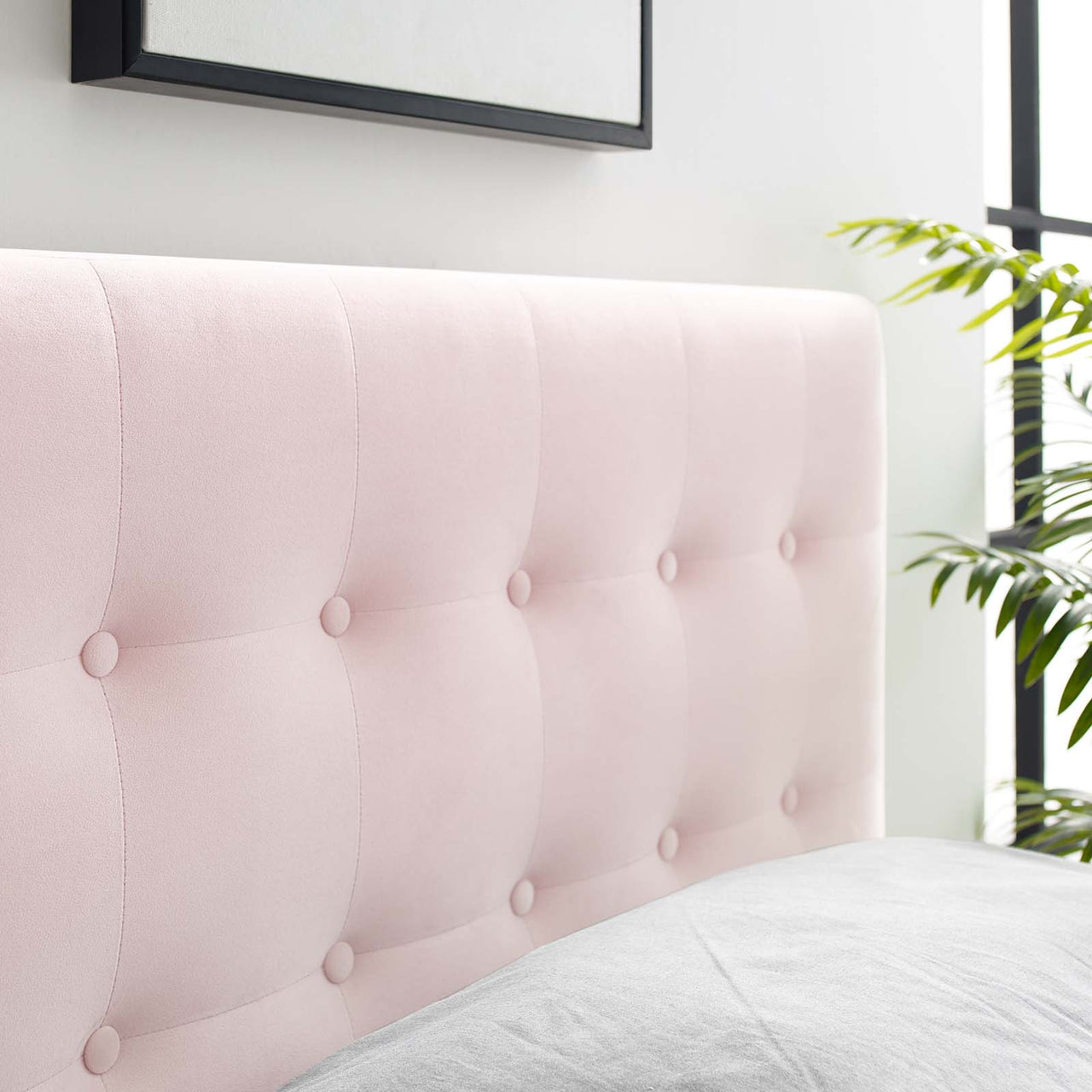 Emelle Velvet Twin Headboard, Pink