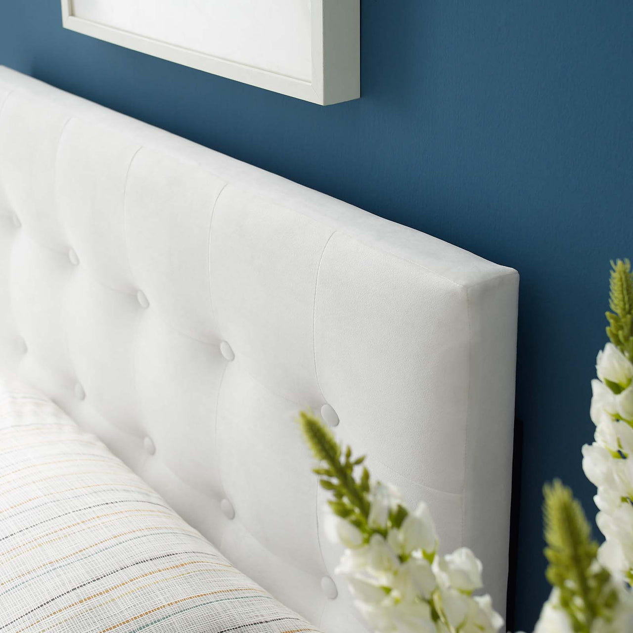 Emelle Velvet Twin Headboard, White