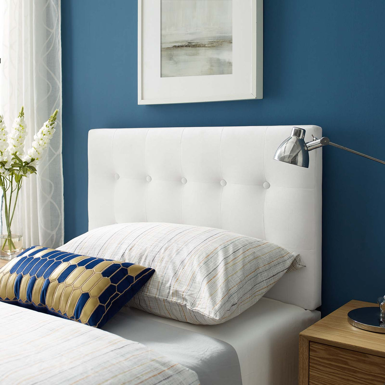 Emelle Velvet Twin Headboard, White