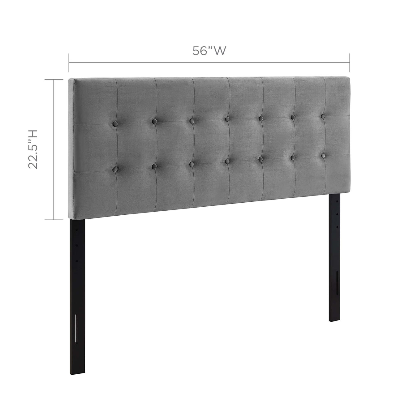 Emelle Velvet Full Headboard, Gray