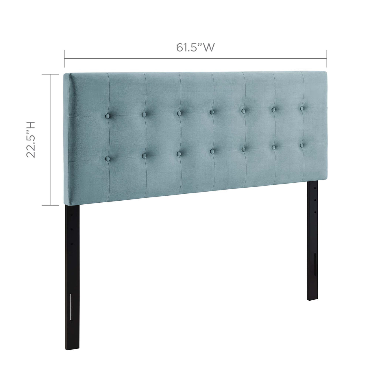 Emelle Velvet Queen Headboard, Light Blue