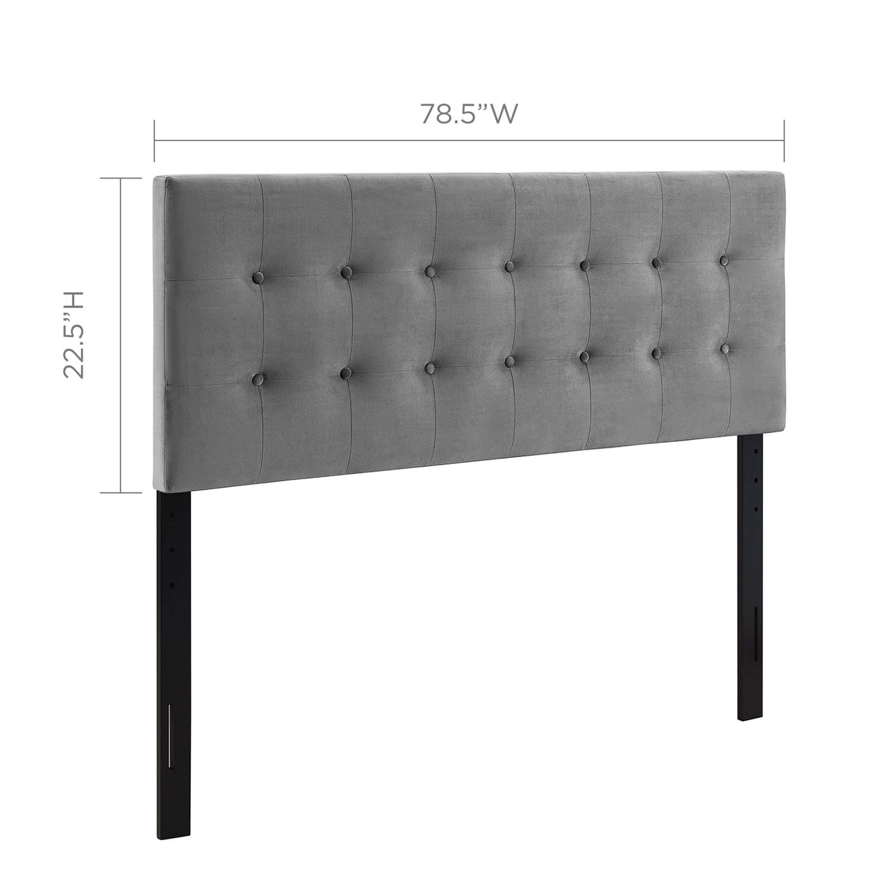 Emelle Velvet King Headboard, Gray